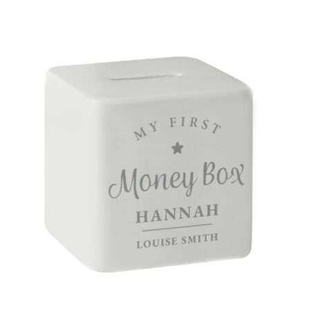 Personalised My First Ceramic Square Money Box: 5 - Money Boxes By Gift Moments