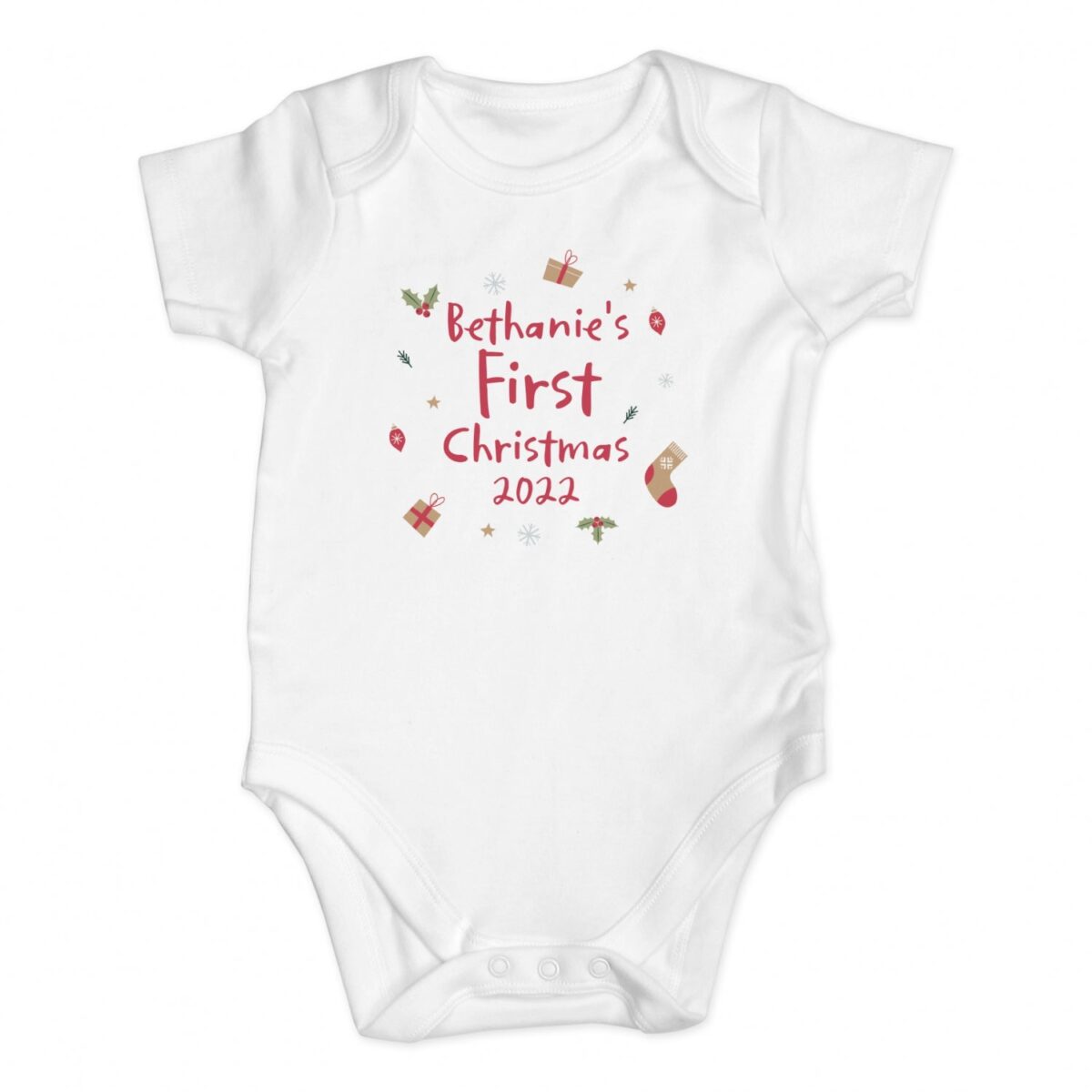Personalised First Christmas 0-3 Months Baby Vest: 3 - Baby Clothing By Gift Moments