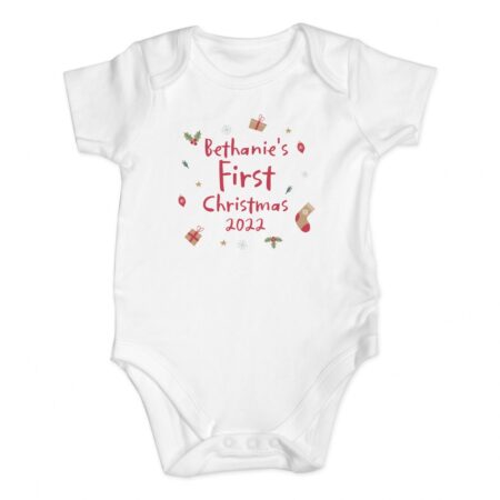 Personalised First Christmas 0-3 Months Baby Vest: 3 - Baby Clothing By Gift Moments