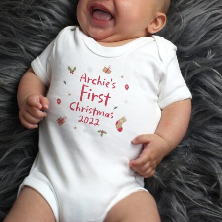 Personalised First Christmas 0-3 Months Baby Vest: 1 - Baby Clothing By Gift Moments
