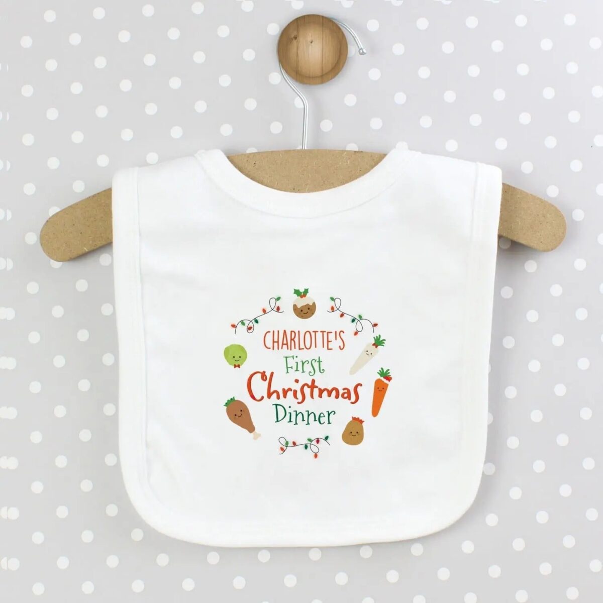 Personalised ’First Christmas Dinner’ Bib: 2 - Baby Clothing By Gift Moments