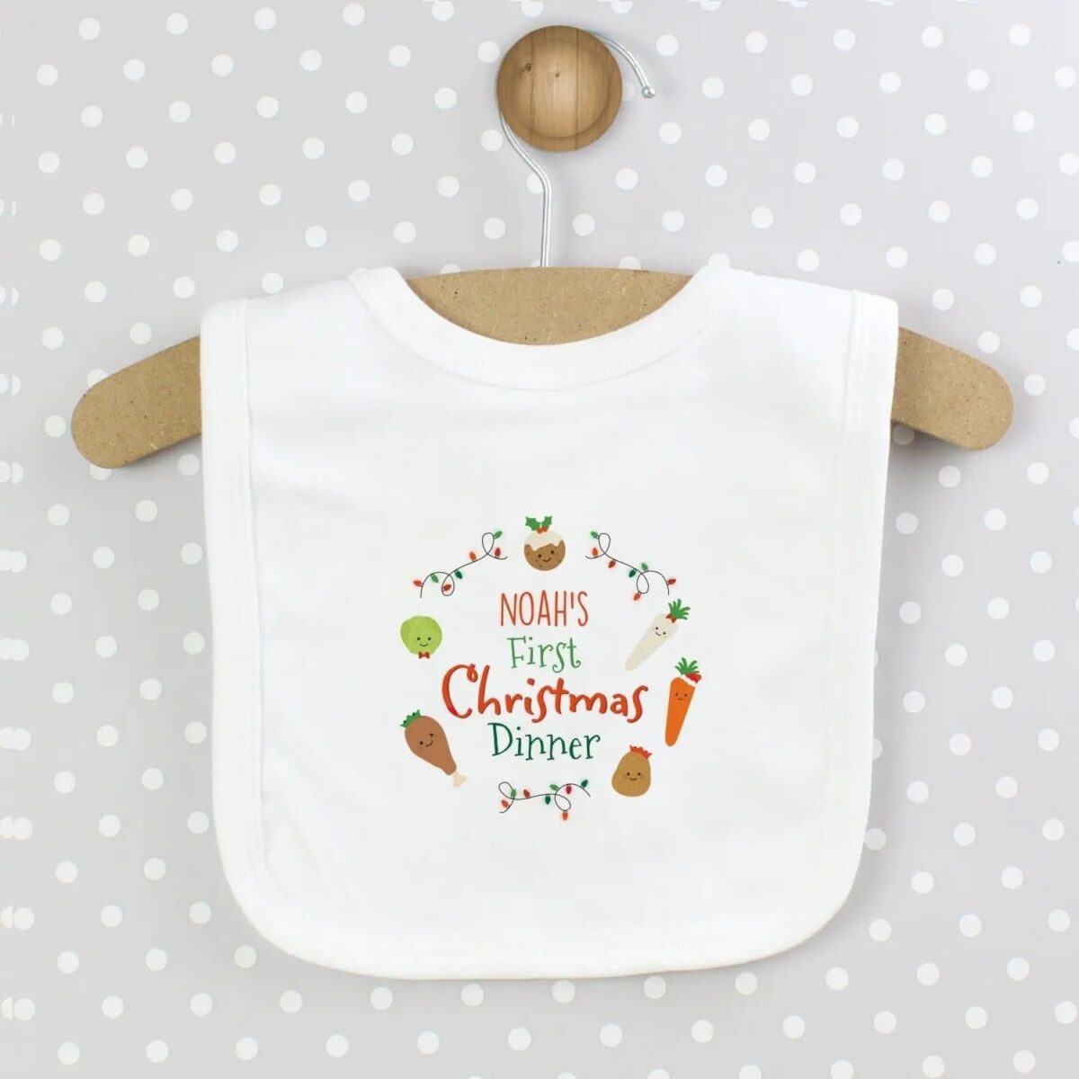 Personalised ’First Christmas Dinner’ Bib: 1 - Baby Clothing By Gift Moments
