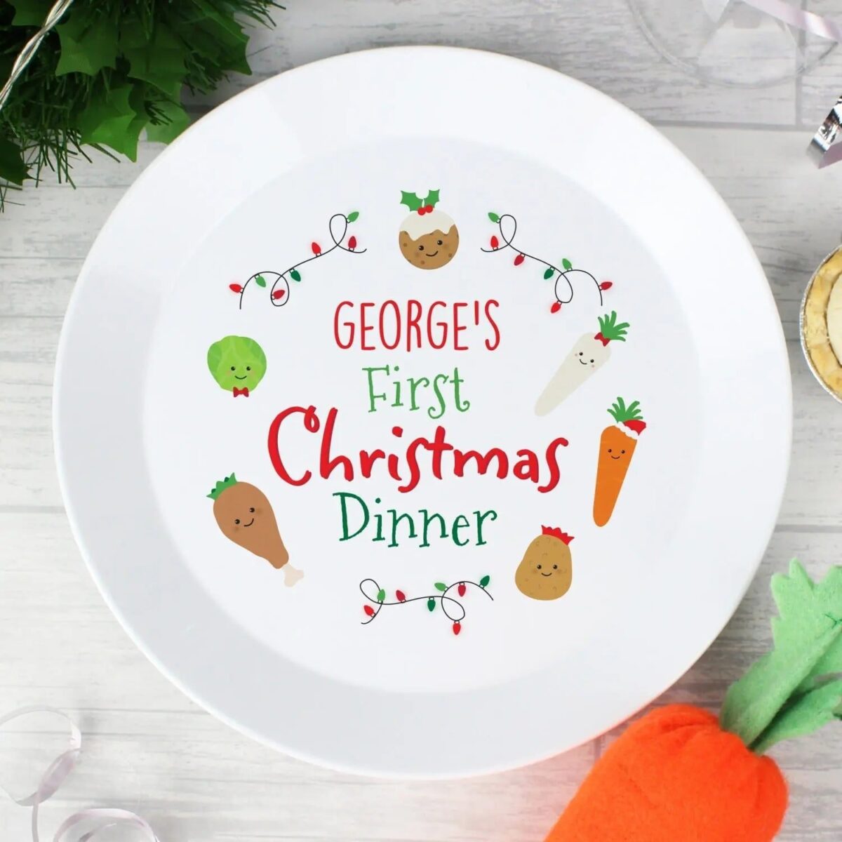 Personalised ’First Christmas Dinner’ Plastic Plate: 1 - Tableware By Gift Moments