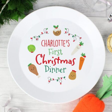 Personalised ’First Christmas Dinner’ Plastic Plate: 2 - Tableware By Gift Moments