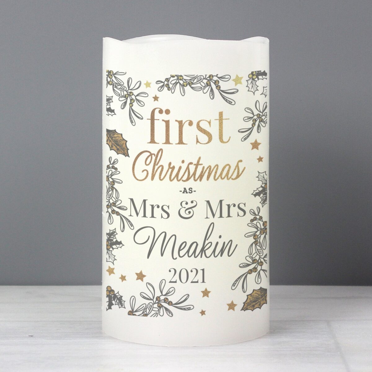 Personalised First Christmas LED Candle: 3 - LED Lighting By Gift Moments