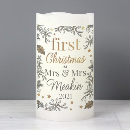 Personalised First Christmas LED Candle: 3 - LED Lighting By Gift Moments