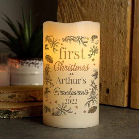 Personalised First Christmas LED Candle: 1 - LED Lighting By Gift Moments