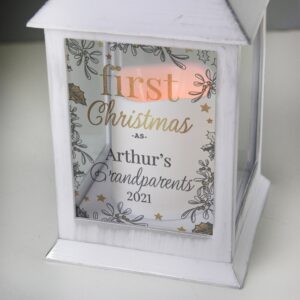 Personalised First Christmas White Lantern: 2 - LED Lighting By Gift Moments