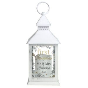 Personalised First Christmas White Lantern: 4 - LED Lighting By Gift Moments