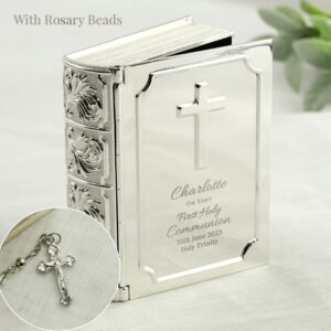 Personalised First Holy Communion Bible Trinket Box with Rosary Beads: 5 - Trinket Boxes By Gift Moments