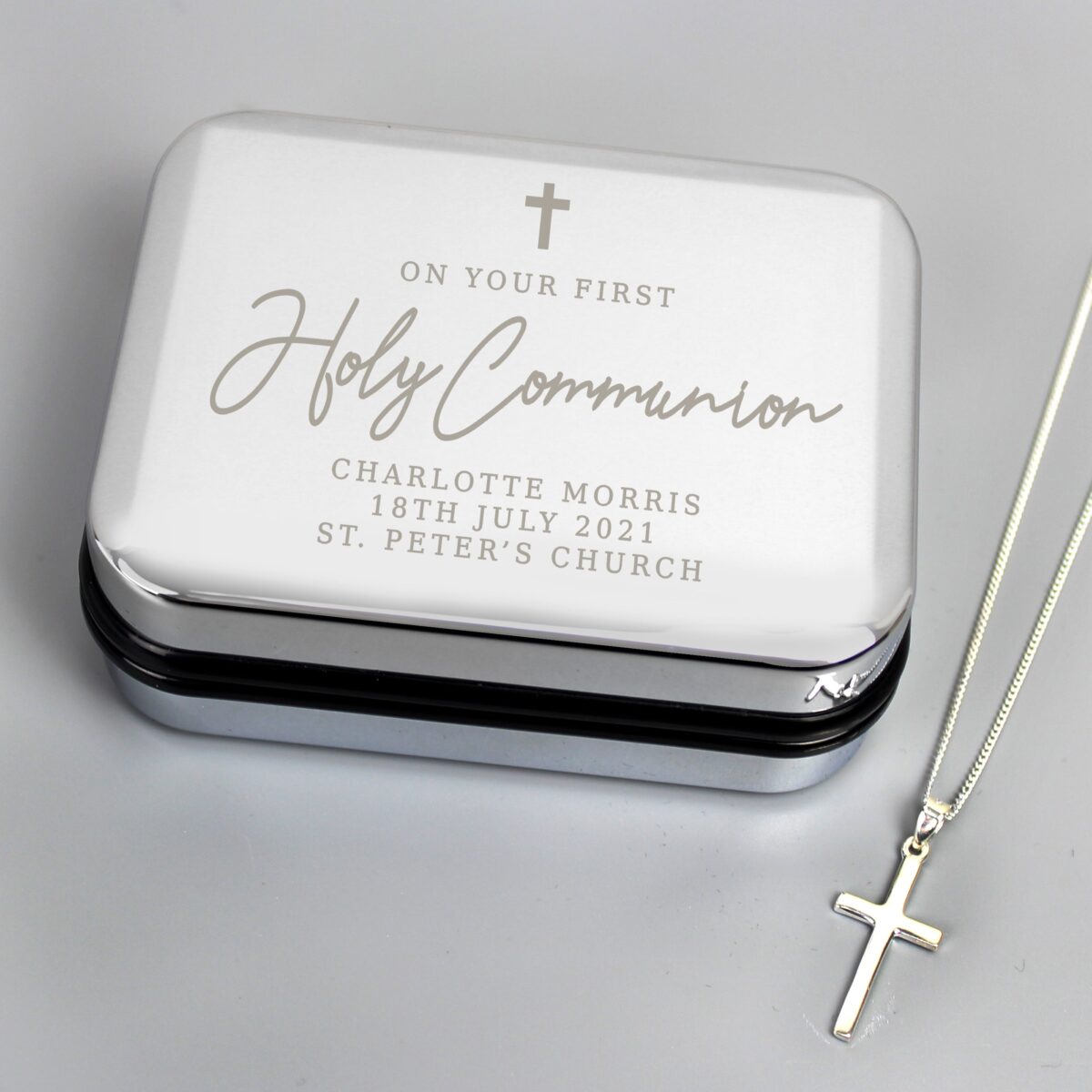Personalised First Holy Communion Box & Cross Necklace Set: 1 - Necklaces By Gift Moments