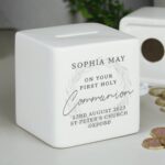 Personalised First Holy Communion Ceramic Square Money Box: 1 - Money Boxes By Gift Moments