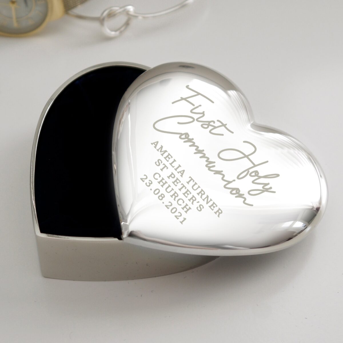 Personalised First Holy Communion Heart Trinket Box: 4 - Trinket Boxes By Gift Moments
