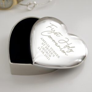 Personalised First Holy Communion Heart Trinket Box: 4 - Trinket Boxes By Gift Moments