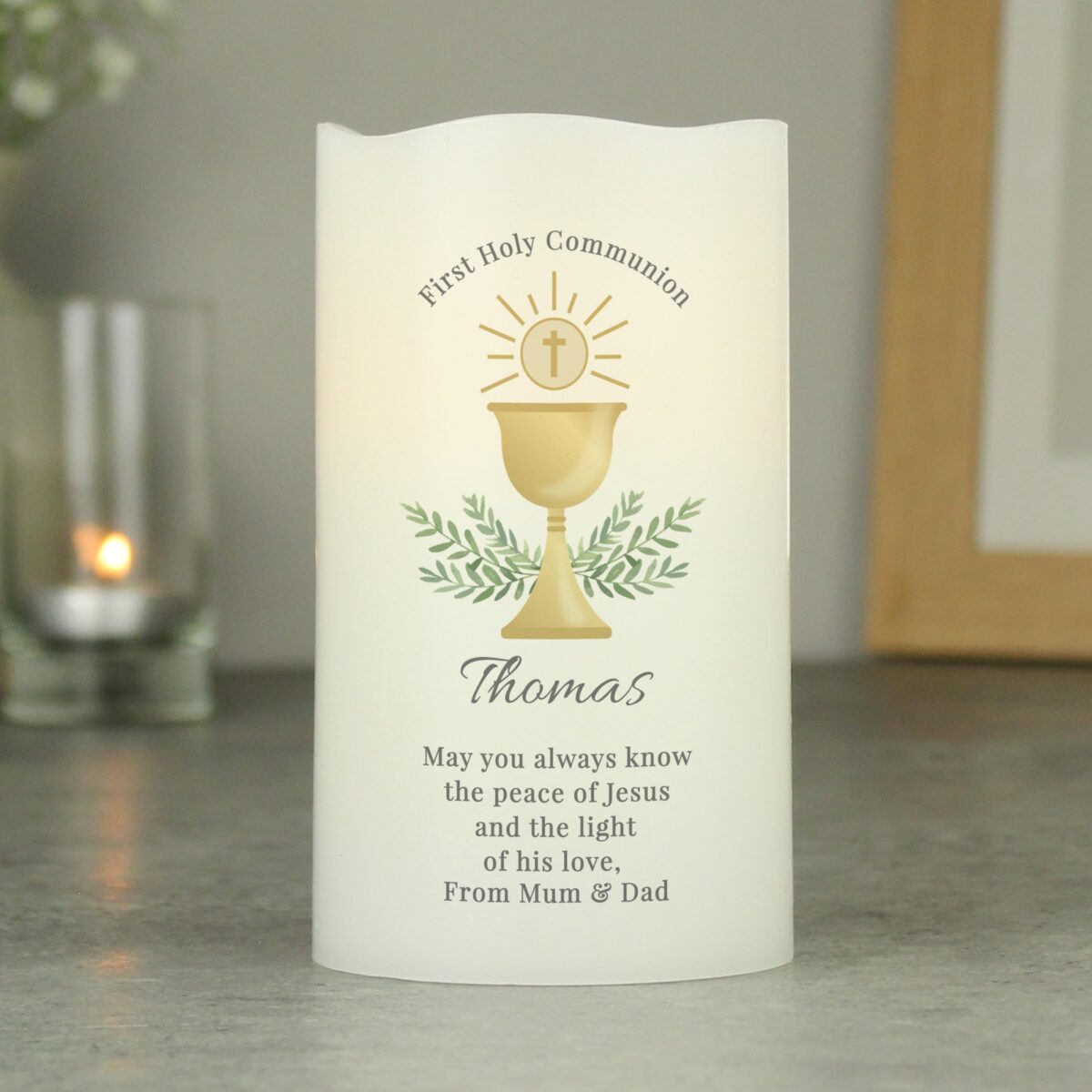 Personalised First Holy Communion LED Candle: 1 - LED Lighting By Gift Moments