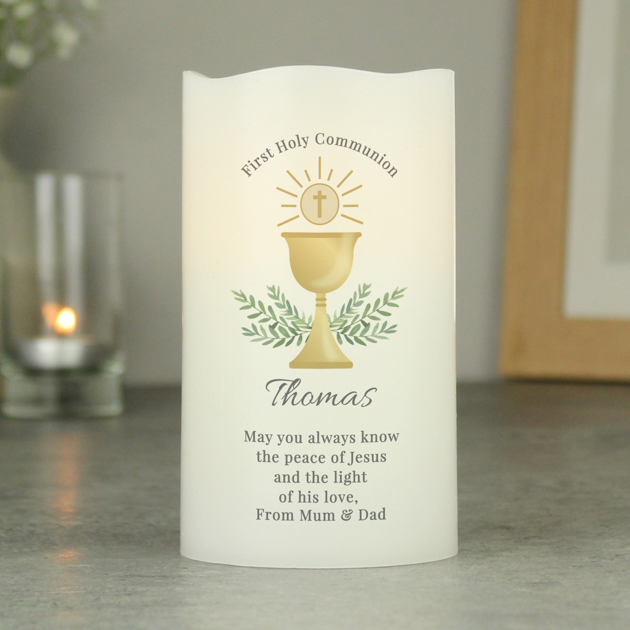 Personalised First Holy Communion LED Candle: 1 - LED Lighting By Gift Moments
