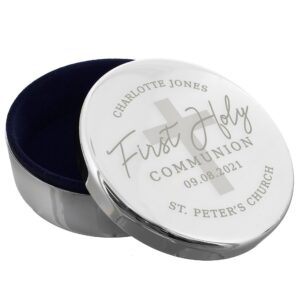 Personalised First Holy Communion Round Trinket Box: 2 - Trinket Boxes By Gift Moments