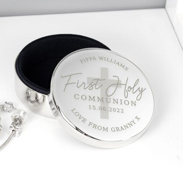 Personalised First Holy Communion Round Trinket Box: 1 - Trinket Boxes By Gift Moments