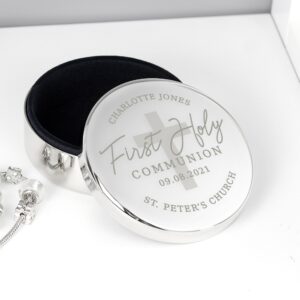 Personalised First Holy Communion Round Trinket Box: 3 - Trinket Boxes By Gift Moments