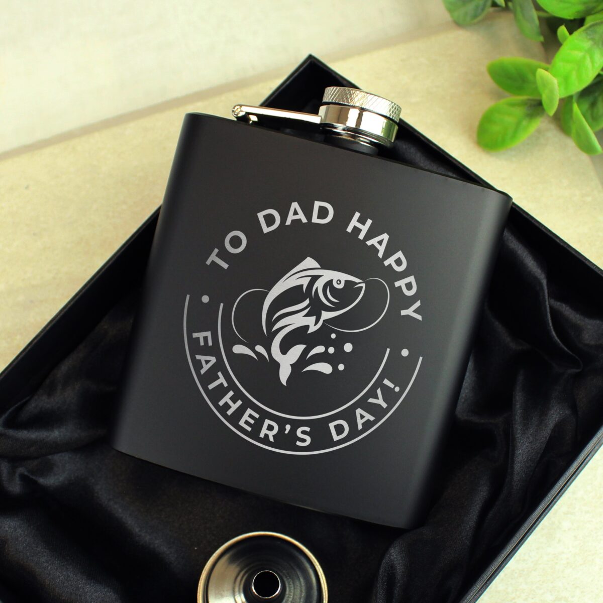 Personalised Fishing Black Hip Flask: 3 - Hip Flasks By Gift Moments