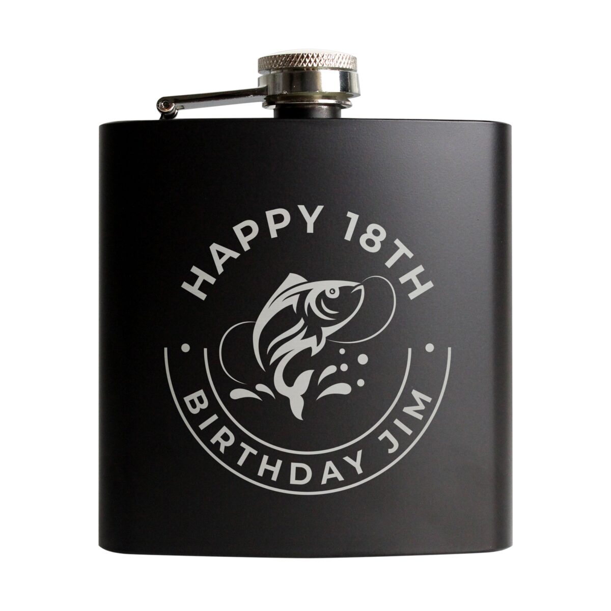 Personalised Fishing Black Hip Flask: 5 - Hip Flasks By Gift Moments