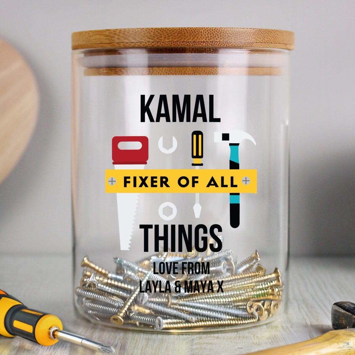 Personalised Fixer of All Things Storage Jar: 1 - Storage By Gift Moments