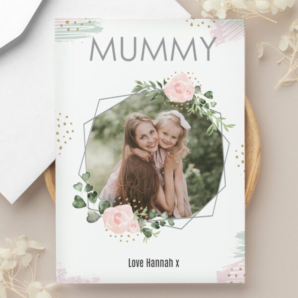 Personalised Floral Abstract Photo Upload Card: 1 - Greeting Cards By Gift Moments
