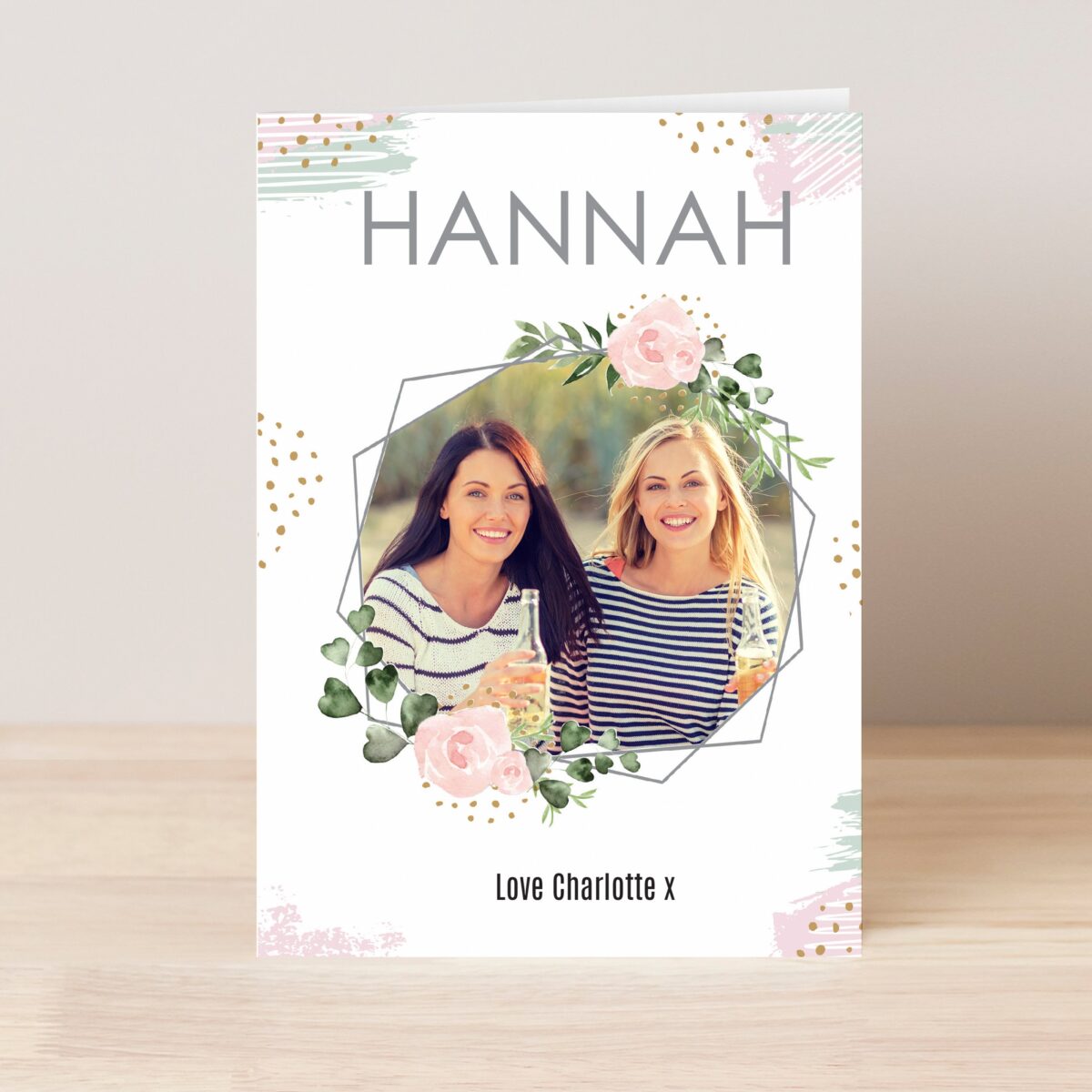 Personalised Floral Abstract Photo Upload Card: 3 - Greeting Cards By Gift Moments