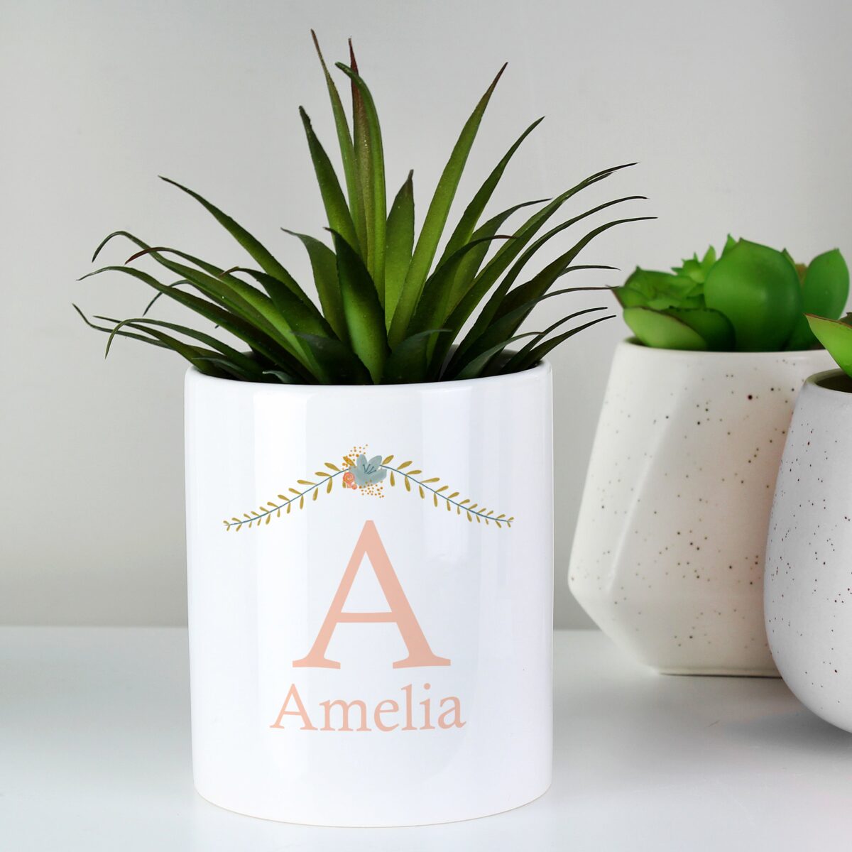 Personalised floral bouquet ceramic storage pot