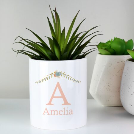 Personalised floral bouquet ceramic storage pot