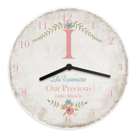 Personalised Floral Bouquet Shabby Chic Large Wooden Clock: 5 - Clocks By Gift Moments