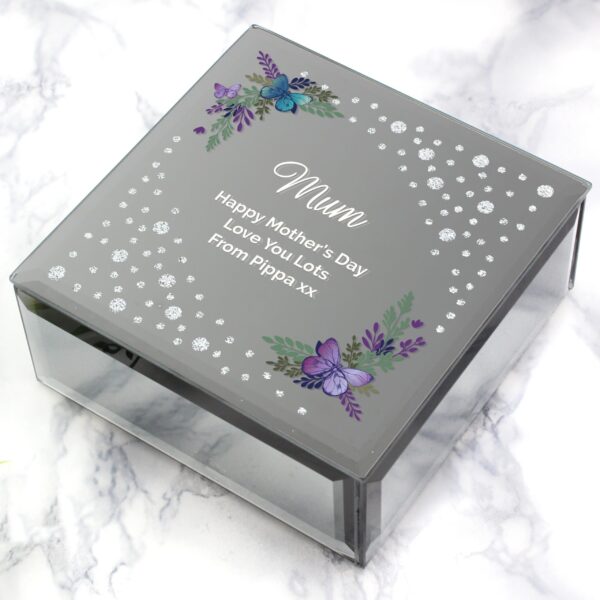 Personalised Floral Butterfly Diamante Glass Trinket Box: 5 - Trinket Boxes By Gift Moments