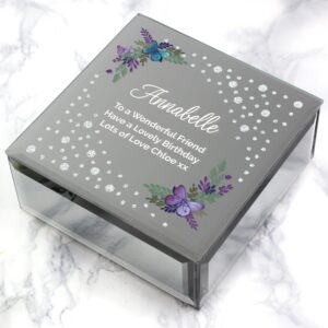 Personalised Floral Butterfly Diamante Glass Trinket Box: 2 - Trinket Boxes By Gift Moments