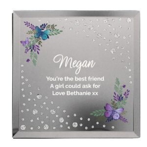 Personalised Floral Butterfly Diamante Glass Trinket Box: 3 - Trinket Boxes By Gift Moments