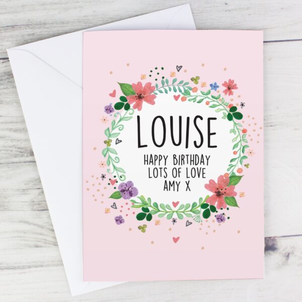 Personalised Floral Card: 1 - Greeting Cards By Gift Moments
