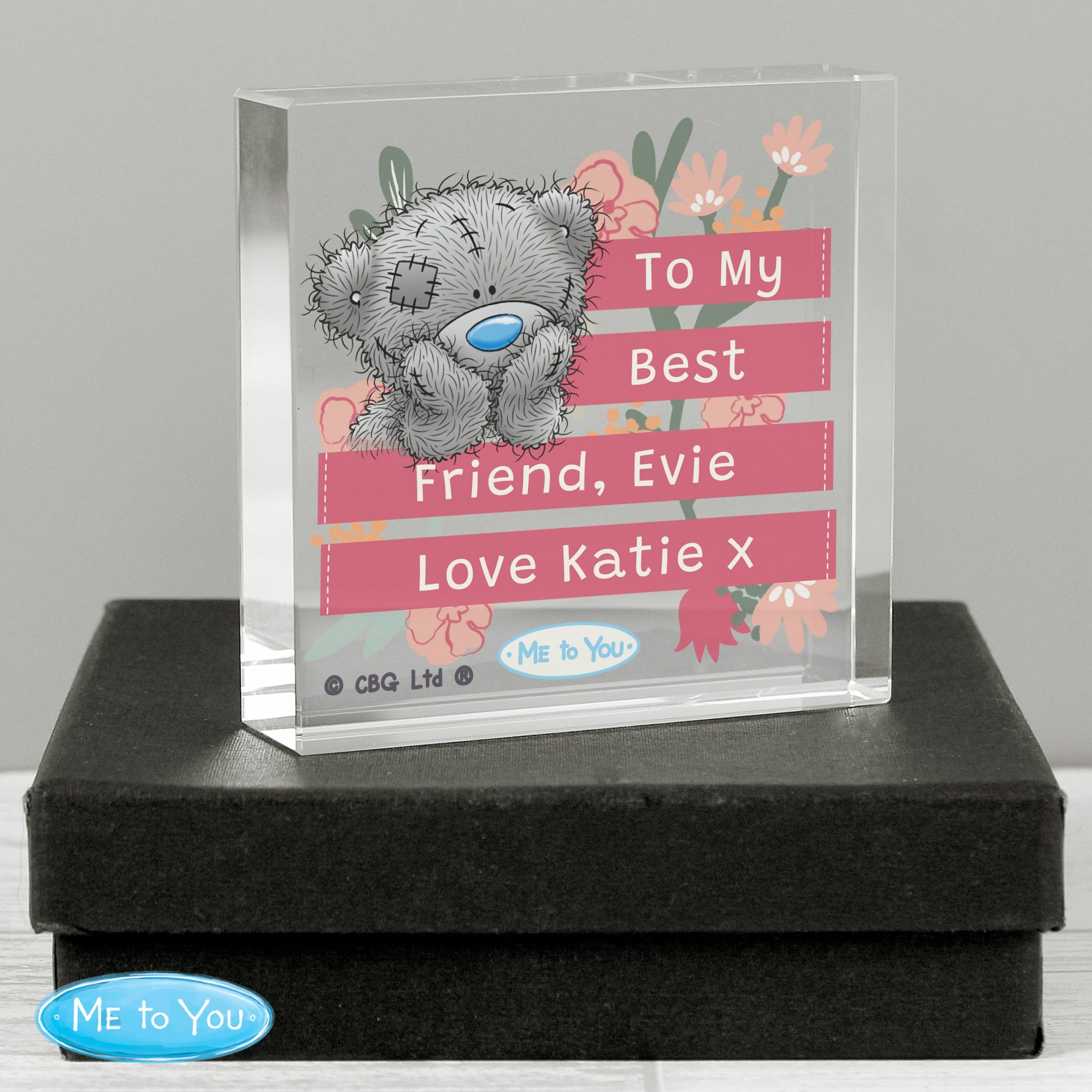 Personalised Me To You Floral Crystal Token: 1 - Crystal Tokens