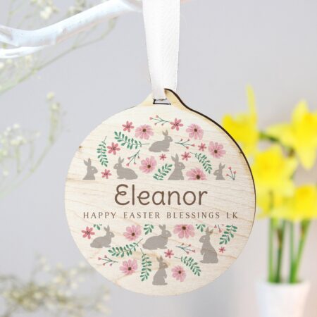 Personalised Floral Easter Tree Wooden Decoration: 3 - Decorations By Gift Moments