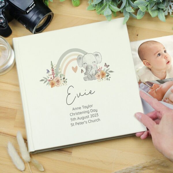 Personalised Floral Elephant Square Photo Album: 1 - Photo Albums By Gift Moments