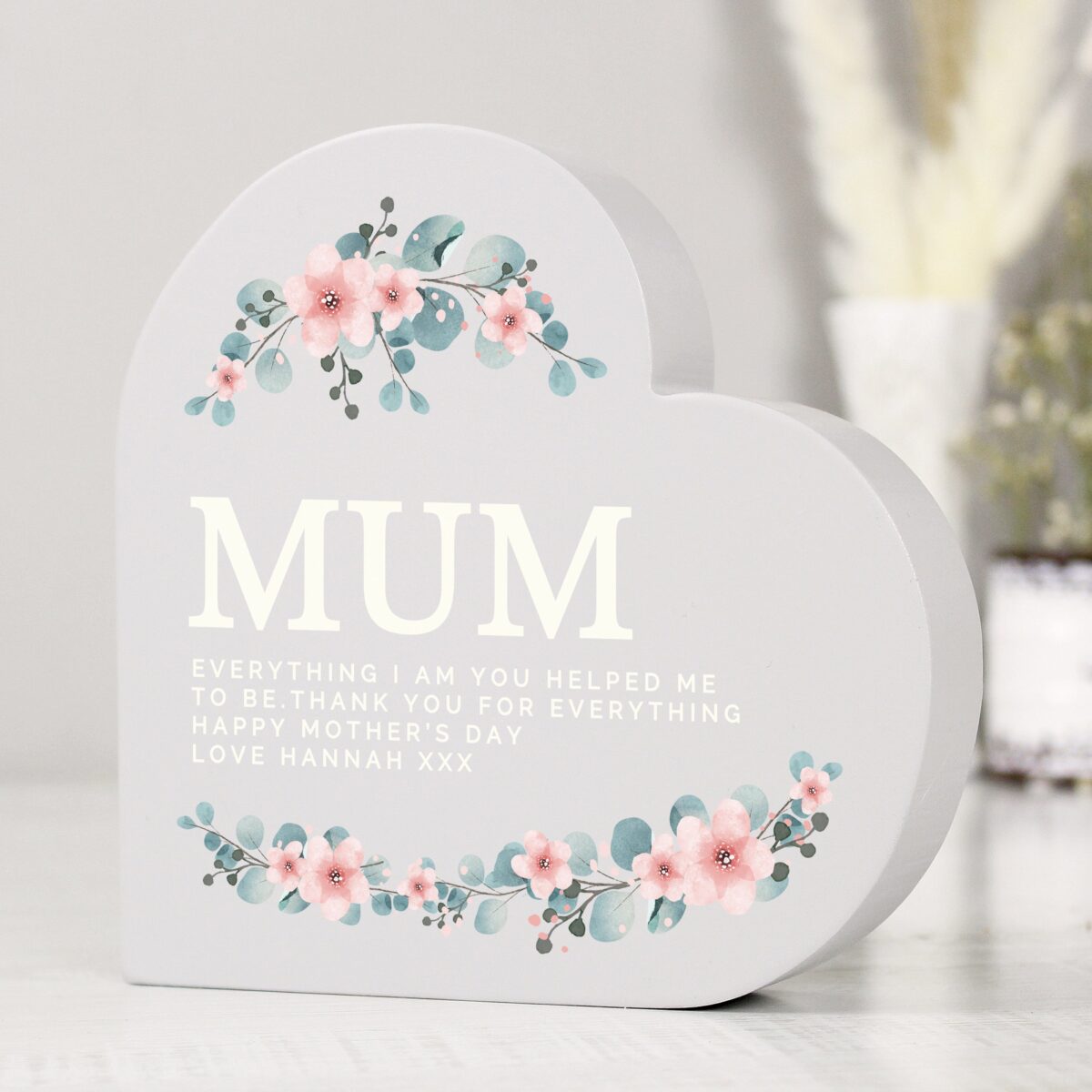 Personalised Floral Free Standing Heart Ornament: 2 - Ornaments By Gift Moments