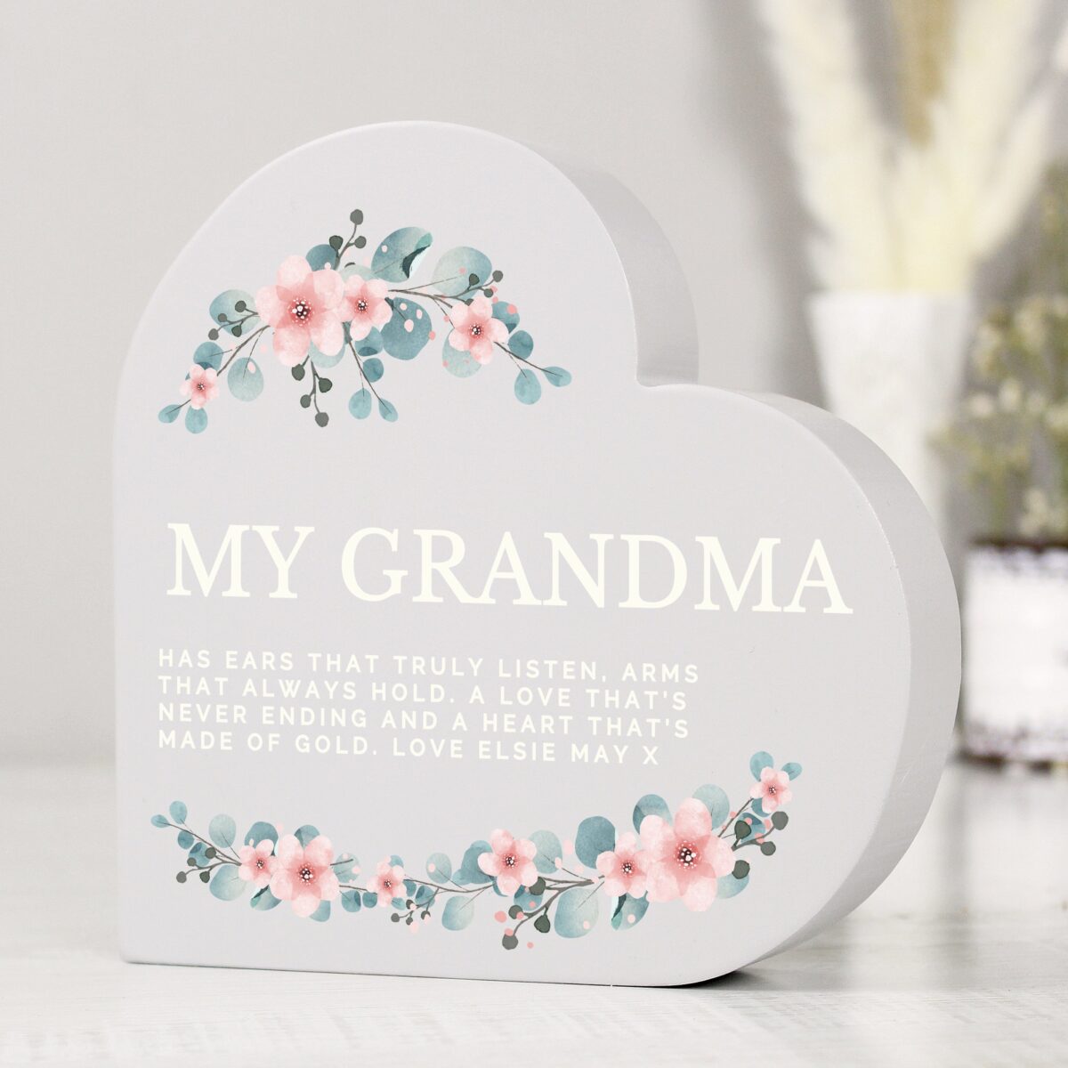 Personalised Floral Free Standing Heart Ornament: 1 - Ornaments By Gift Moments