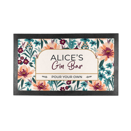 Personalised Floral Gin Bar Mat: 4 - Barware By Gift Moments