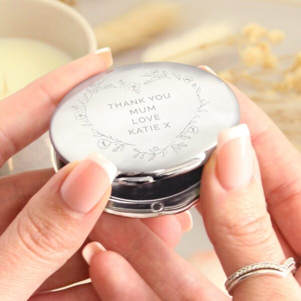 Personalised Floral Heart Compact Mirror: 2 - Compact Mirrors By Gift Moments