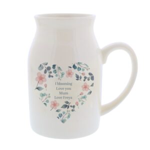 Personalised Floral Heart Flower Jug: 5 - Vases By Gift Moments
