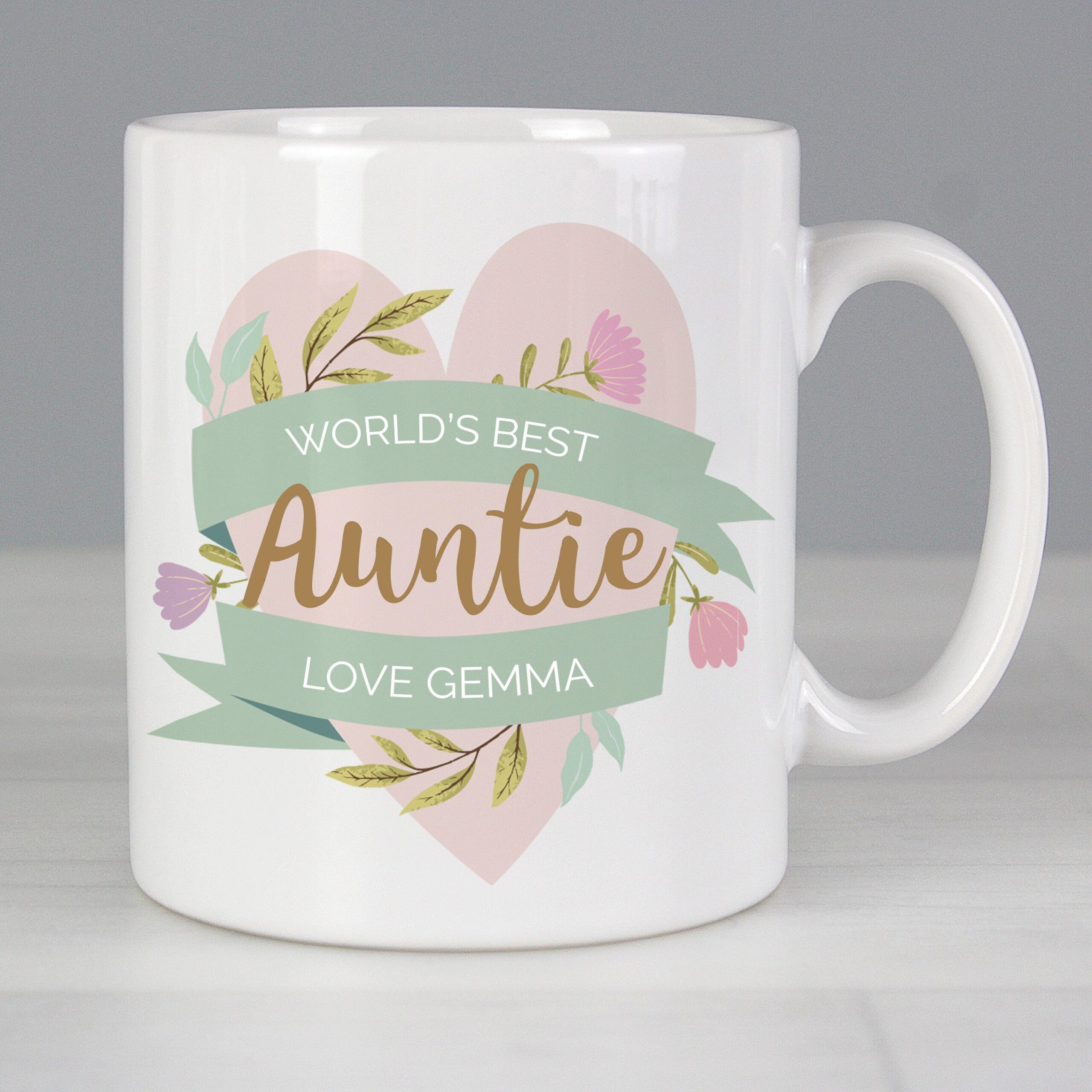 Personalised Floral Heart Mug: 1 - Mugs By Gift Moments