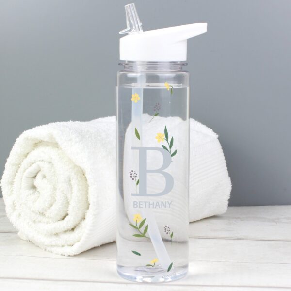 Personalised Floral Initial Water Bottle: 2 - Water Bottles By Gift Moments