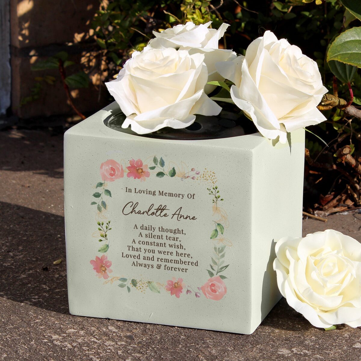 Personalised floral memorial vase