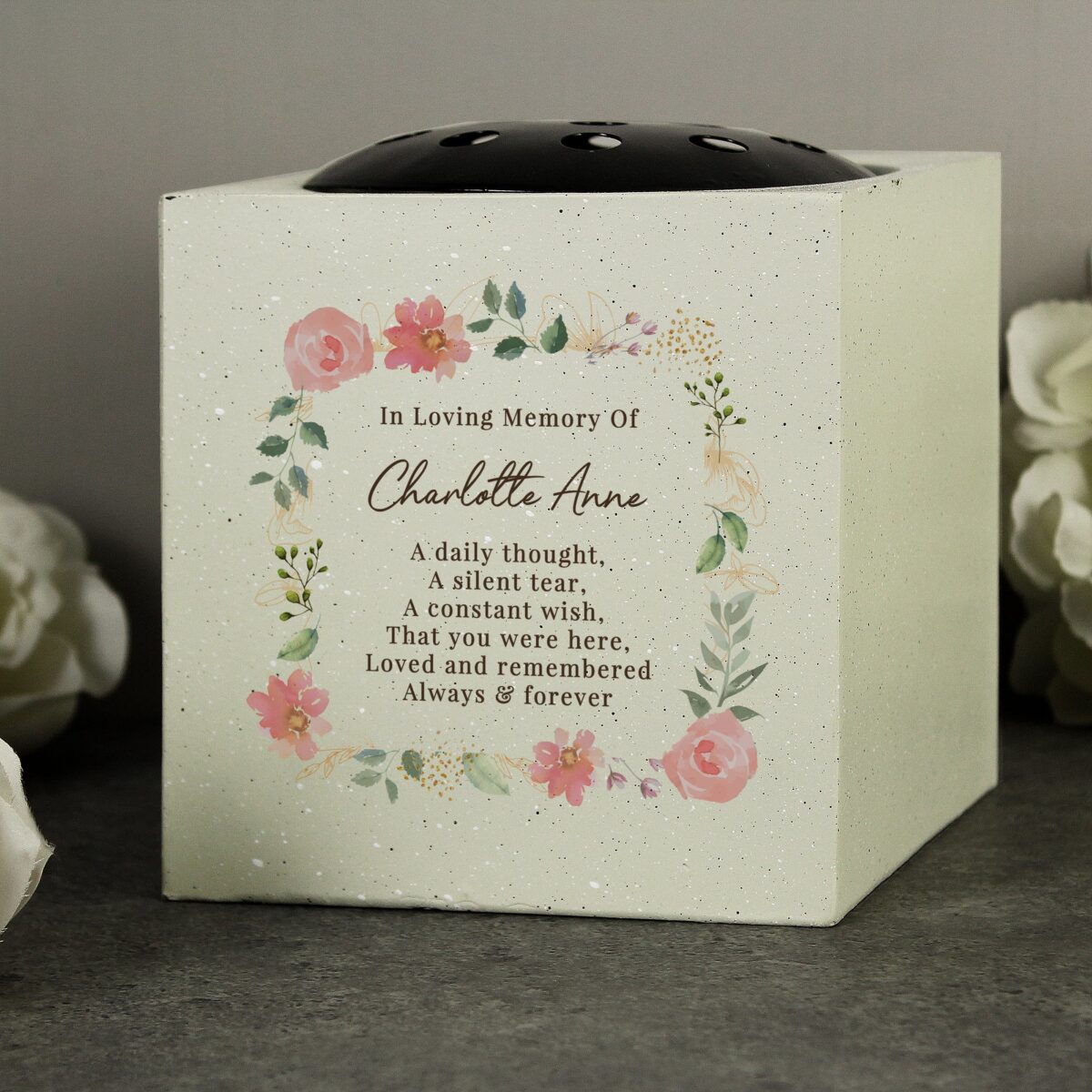 Personalised floral memorial vase