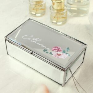 Personalised Floral Mirrored Jewellery Box: 3 - Jewellery Boxes By Gift Moments