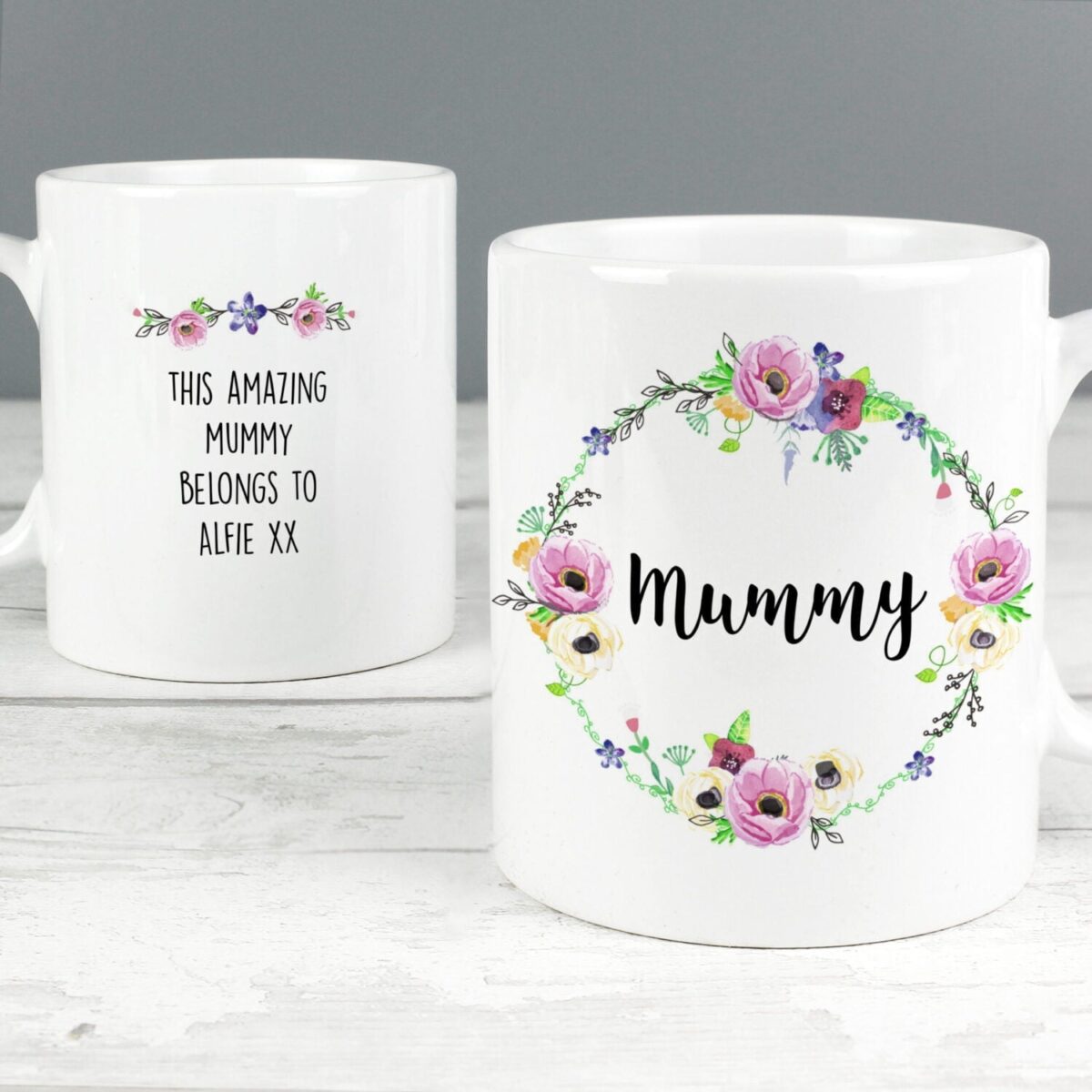 Personalised Floral Mug: 3 - Mugs By Gift Moments