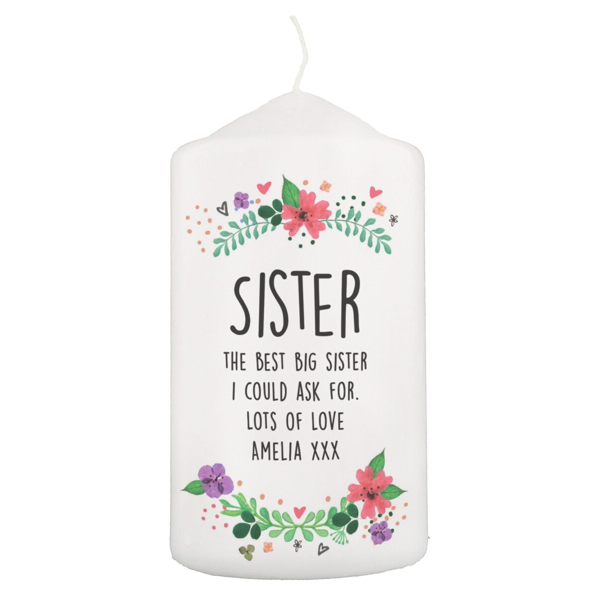 Personalised Floral Pillar Candle: 7 - Candles By Gift Moments